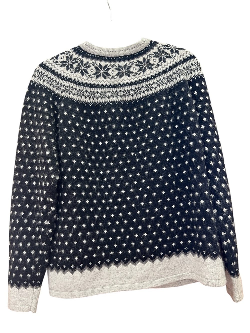 Vintage Jillian Jones Fair Isle Angora Wool Rhinestone Nordic Cardigan L Ski - Picture 3 of 5